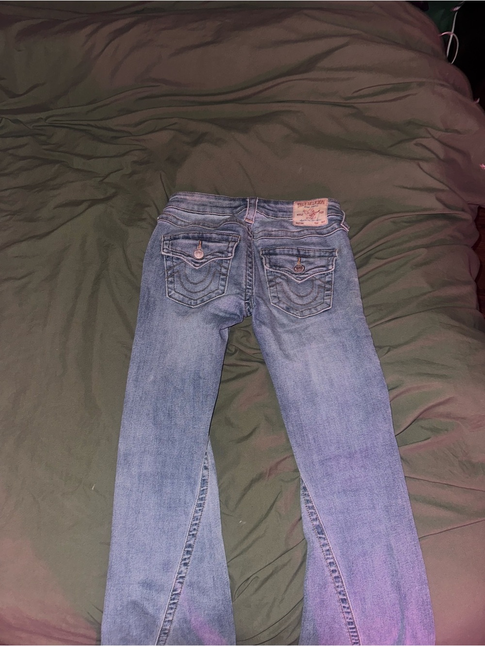 True Religion Light Blue Bootcut Jeans with Signature Back Pockets